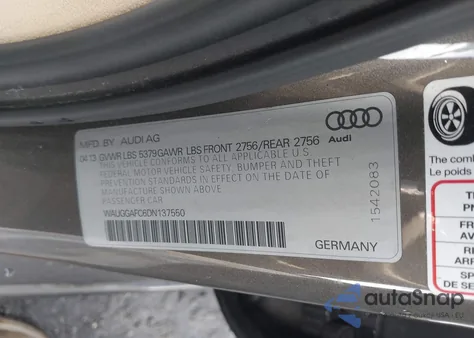 2013 Audi A6 3.0T Premium z USA, uszkodzony, nr VIN WAUGGAFC6DN137550